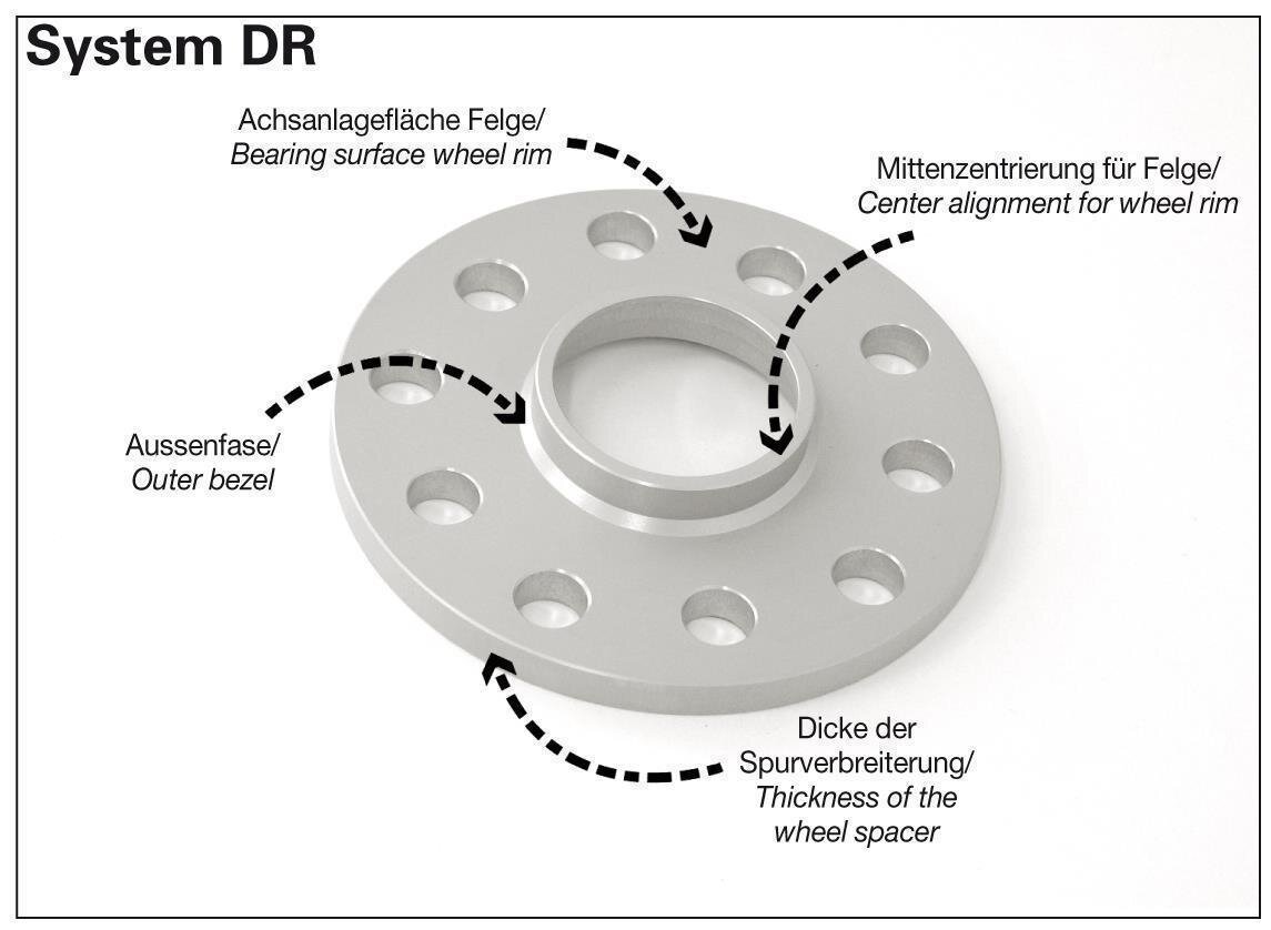 Bolzen H&R Spurverbreiterung DR schwarz für BMW 3er F30,F31 ABE 30=2x15mm inkl 