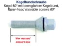 H&amp;R Taper-Head movable screw 60&deg;