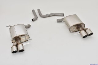 76mm back-silencer with tailpipe left & right SQ5-Look stainless steel