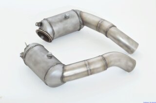 2x 76mm downpipe-set with 200 cells HJS sport-catalyst stainless steel