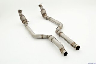 Friedrich Motorsport 2x3 Zoll (76mm) Downpipe Unterteil mit 200 Zellen HJS Sport-Kat. Edelstahl