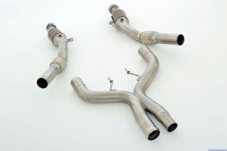 Friedrich Motorsport 2x3 Zoll (76mm) Downpipe Unterteil mit 200 Zellen HJS Sport-Kat. Edelstahl