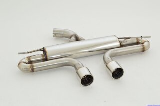 76mm back-silencer with tailpipe left & right R32-Look stainless steel