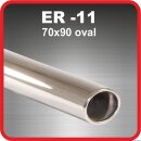 Polished stainless steel tailpipe 1 x 70x90mm oval rolled