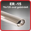 Endrohr Edelstahl poliert 1 x 76x120mm oval geb&ouml;rdelt