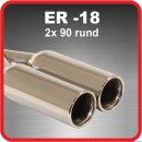 Polished stainless steel tailpipe 2 x 90mm round rolled