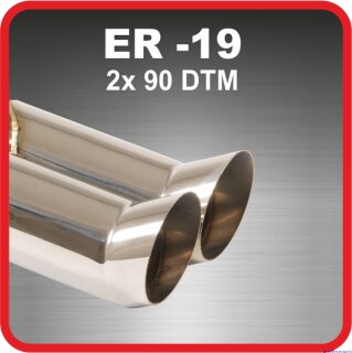Polished stainless steel tailpipe 2 x 90mm DTM
