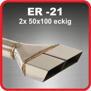 Polished stainless steel tailpipe 2 x 50x100mm square sharp