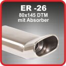 Polished stainless steel tailpipe 1 x 80x145mm DTM with...