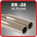 Polished stainless steel tailpipe 2 x 70mm round rolled