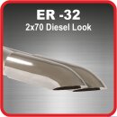 Polished stainless steel tailpipe 2x 70mm diesel-look