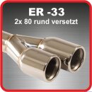 Polished stainless steel tailpipe 2 x 80mm round rolled shifted