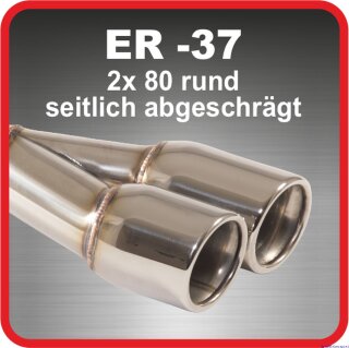Polished stainless steel tailpipe 2 x 80mm round rolled slanted to the side