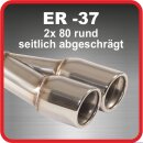 Polished stainless steel tailpipe 2 x 80mm round rolled...