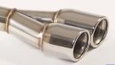 Polished stainless steel tailpipe 2 x 80mm round rolled slanted to the side