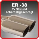 Endrohr Edelstahl poliert 2 x 90mm rund scharfkantig...