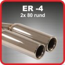 Polished stainless steel tailpipe 2 x 80mm round rolled