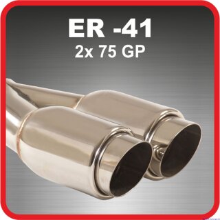 Polished stainless steel tailpipe 2 x 75mm GP