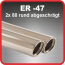 Polished stainless steel tailpipe 2 x 80mm round rolled slanted