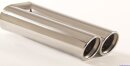 Polished stainless steel tailpipe 2 x 80mm round rolled slanted