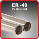 Polished stainless steel tailpipe 2 x 60mm round rolled