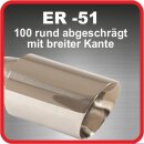 Polished stainless steel tailpipe 1 x 100mm round slanted with edge