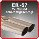 Endrohr Edelstahl poliert 2 x 70mm rund scharfkantig...