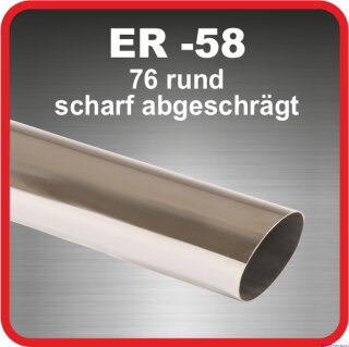 Polished stainless steel tailpipe 1 x76mm round sharp-edged slanted