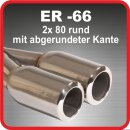 Polished stainless steel tailpipe 2 x 80mm round straight...