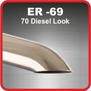 Polished stainless steel tailpipe 1 x 70mm diesel-look
