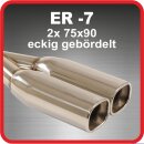 Polished stainless steel tailpipe 2 x 75x90mm square rolled