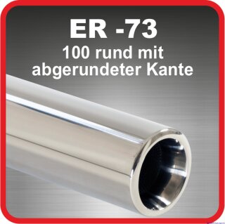 Polished stainless steel tailpipe 1 x 100mm round straight wide rolled edge