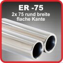 Polished stainless steel tailpipe 2 x 75mm round straight rolled flat edge