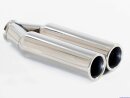 Polished stainless steel tailpipe 2 x 75mm round straight...