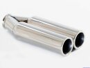 Polished stainless steel tailpipe 2 x 75mm round straight rolled flat edge