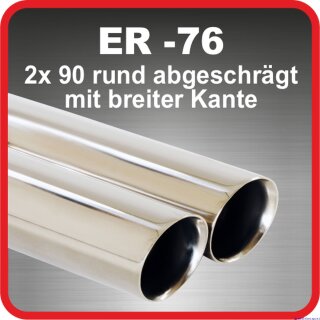 Endrohr Edelstahl poliert 2 x 90mm rund schräg breite gebördelte Kante