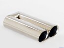 Endrohr Edelstahl poliert 2 x 90mm rund schr&auml;g breite geb&ouml;rdelte Kante