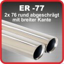 Polished stainless steel tailpipe 2x 75mm round slanted...