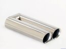 Polished stainless steel tailpipe 2x 75mm round slanted wide edge