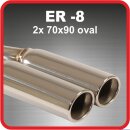 Polished stainless steel tailpipe 2 x 70x90mm oval rolled