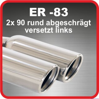 Polished stainless steel tailpipe 2 x 90mm round rolled slanted for the left side