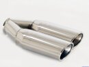 Polished stainless steel tailpipe 2 x 70x90mm oval rolled...