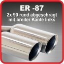 Polished stainless steel tailpipe 2 x 90mm round slanted...
