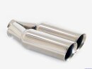 Polished stainless steel tailpipe 2 x 76mm round slanted wide edge for the right side
