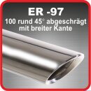 Polished stainless steel tailpipe 1 x 100mm round 45°...