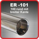 Polished stainless steel tailpipe 1 x 100mm round with wide edge