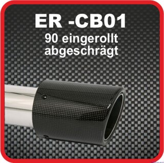 Endrohr Echt-Carbon 1 x 90mm rund abgeschrägt, schwarz