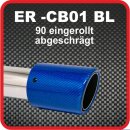 Endrohr Echt-Carbon 1 x 90mm rund abgeschr&auml;gt, blau gl&auml;nzend