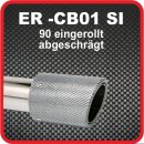 Endrohr Echt-Carbon 1 x 90mm rund abgeschr&auml;gt, silber gl&auml;nzend