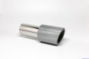 Tailpipe Carbon 1 x 90mm round slanted, silver glossy